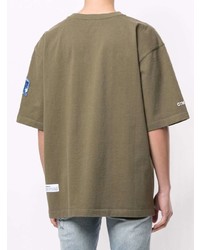 T-shirt à col rond imprimé olive Heron Preston