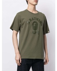T-shirt à col rond imprimé olive A Bathing Ape