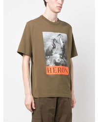 T-shirt à col rond imprimé olive Heron Preston