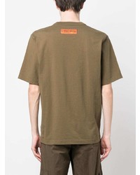 T-shirt à col rond imprimé olive Heron Preston