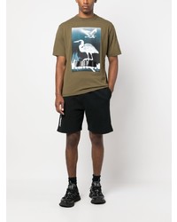 T-shirt à col rond imprimé olive Heron Preston