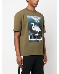 T-shirt à col rond imprimé olive Heron Preston