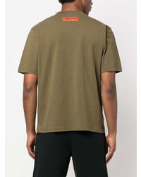 T-shirt à col rond imprimé olive Heron Preston