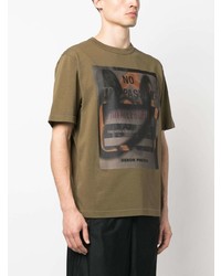 T-shirt à col rond imprimé olive Heron Preston