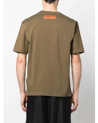 T-shirt à col rond imprimé olive Heron Preston