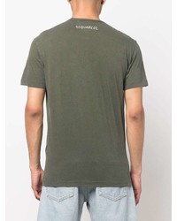 T-shirt à col rond imprimé olive DSQUARED2