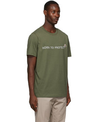 T-shirt à col rond imprimé olive Moncler