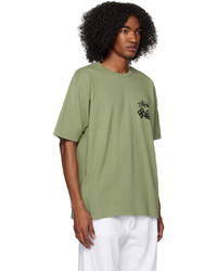 T-shirt à col rond imprimé olive Stussy