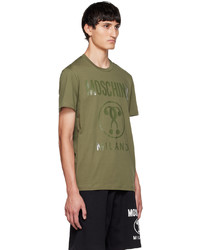 T-shirt à col rond imprimé olive Moschino