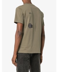 T-shirt à col rond imprimé olive Stone Island