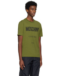 T-shirt à col rond imprimé olive Moschino