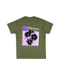 T-shirt à col rond imprimé olive Travis Scott Astroworld