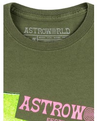 T-shirt à col rond imprimé olive Travis Scott Astroworld