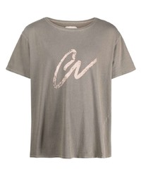 T-shirt à col rond imprimé olive Greg Lauren
