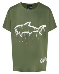 T-shirt à col rond imprimé olive Greg Lauren X Paul & Shark