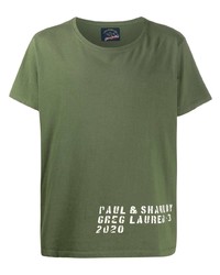 T-shirt à col rond imprimé olive Greg Lauren X Paul & Shark