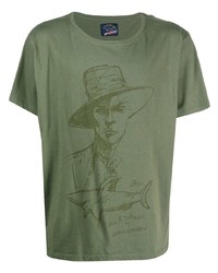 T-shirt à col rond imprimé olive Greg Lauren X Paul & Shark
