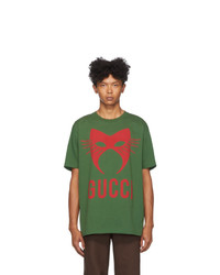T-shirt à col rond imprimé olive Gucci