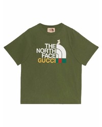 T-shirt à col rond imprimé olive Gucci