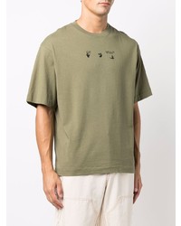 T-shirt à col rond imprimé olive Off-White