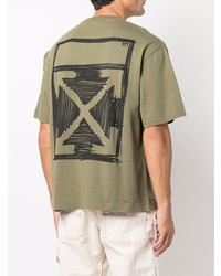 T-shirt à col rond imprimé olive Off-White