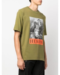 T-shirt à col rond imprimé olive Heron Preston