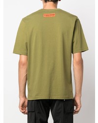 T-shirt à col rond imprimé olive Heron Preston