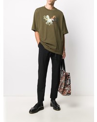 T-shirt à col rond imprimé olive Kenzo