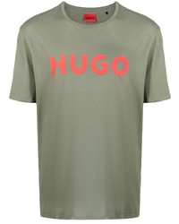 T-shirt à col rond imprimé olive Hugo