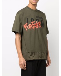 T-shirt à col rond imprimé olive DSQUARED2