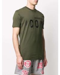 T-shirt à col rond imprimé olive DSQUARED2