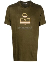 T-shirt à col rond imprimé olive Isabel Marant