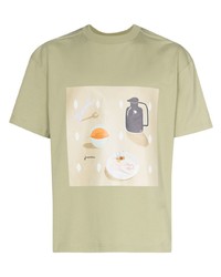 T-shirt à col rond imprimé olive Jacquemus