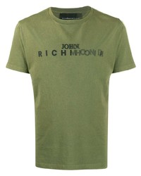 T-shirt à col rond imprimé olive John Richmond
