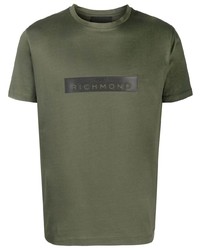 T-shirt à col rond imprimé olive John Richmond