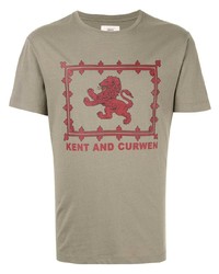 T-shirt à col rond imprimé olive Kent & Curwen