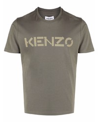 T-shirt à col rond imprimé olive Kenzo