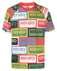 T-shirt à col rond imprimé olive Kenzo