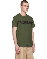 T-shirt à col rond imprimé olive Alexander McQueen