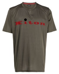 T-shirt à col rond imprimé olive Kiton