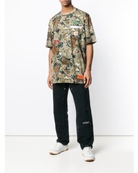 T-shirt à col rond imprimé olive Heron Preston