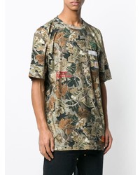 T-shirt à col rond imprimé olive Heron Preston