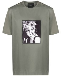 T-shirt à col rond imprimé olive Limitato