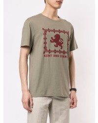 T-shirt à col rond imprimé olive Kent & Curwen