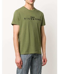 T-shirt à col rond imprimé olive John Richmond