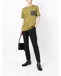 T-shirt à col rond imprimé olive Giorgio Armani