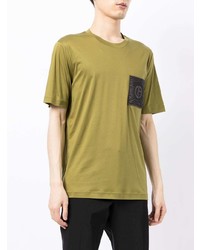 T-shirt à col rond imprimé olive Giorgio Armani