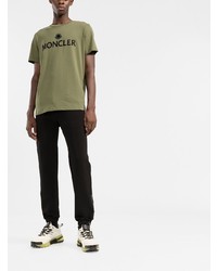 T-shirt à col rond imprimé olive Moncler