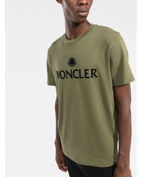 T-shirt à col rond imprimé olive Moncler