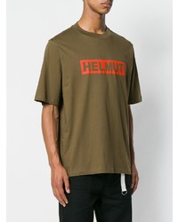 T-shirt à col rond imprimé olive Helmut Lang